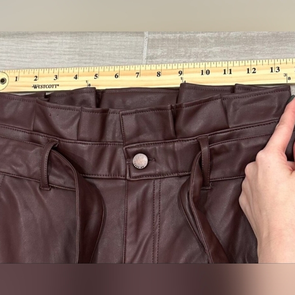 Abercrombie & Fitch High-Rise Faux Leather Paperbag Tie-Belted Pants NWT - Picture 7 of 11